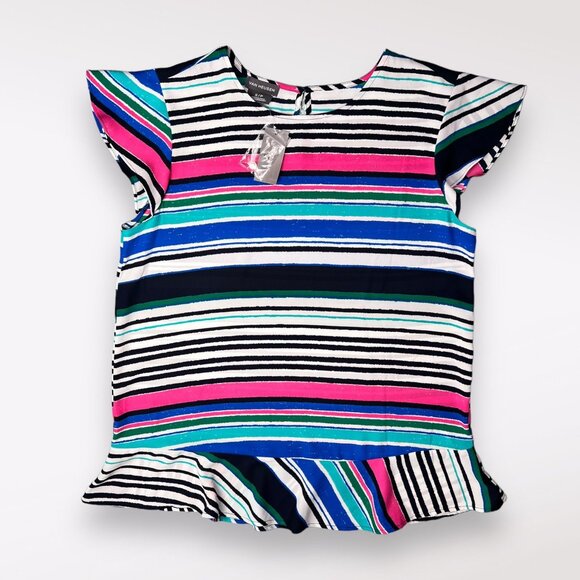 Van Heusen Multicolor Stripe Short Sleeve Crepe Blouse Small NWT - Picture 11 of 11
